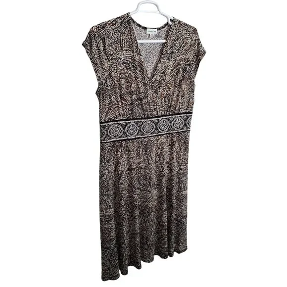 Coldwater Creek Size 18W Dress Geometric Print Flowy Jersey Knit A-line Stretch - Picture 1 of 9